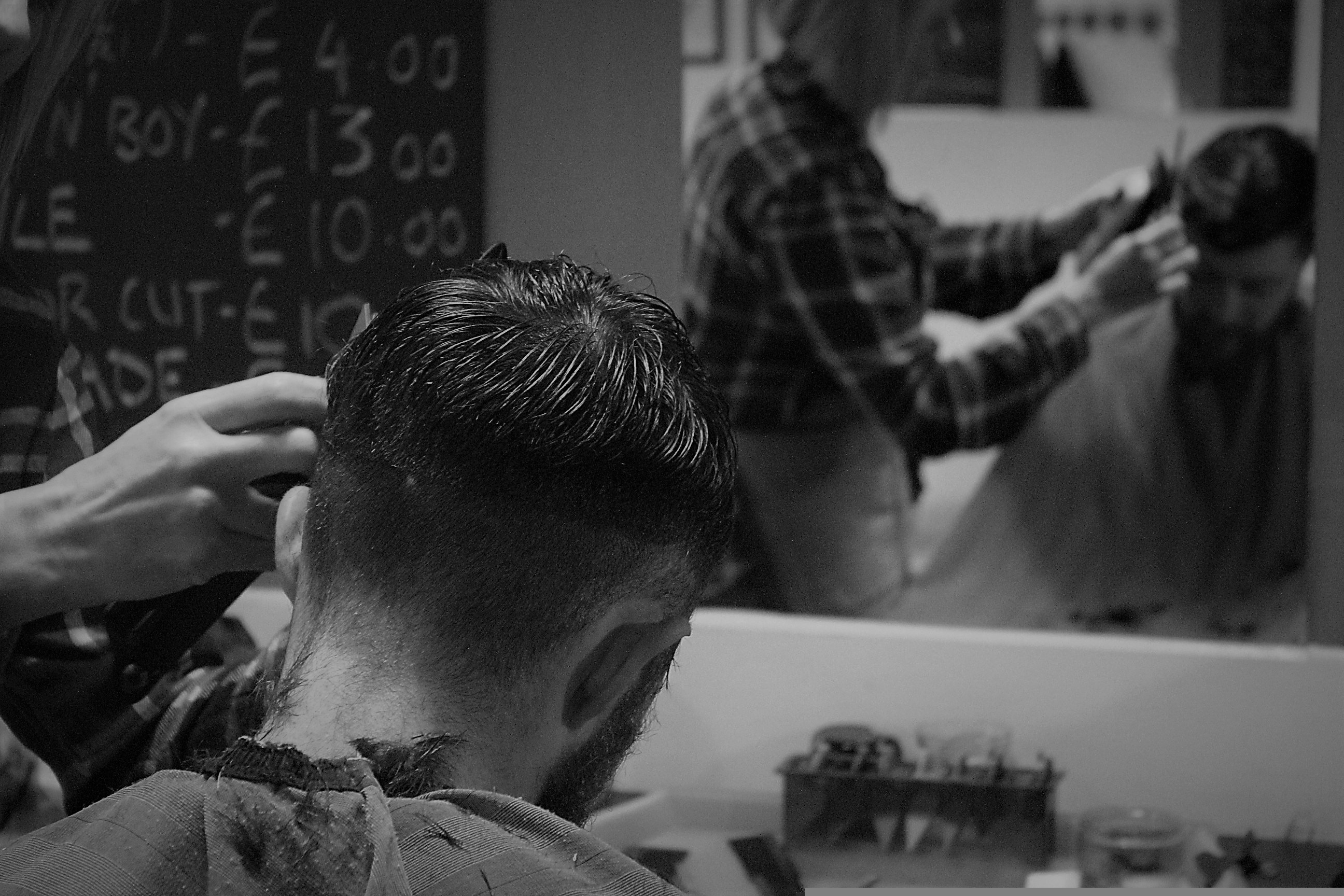 Barber working